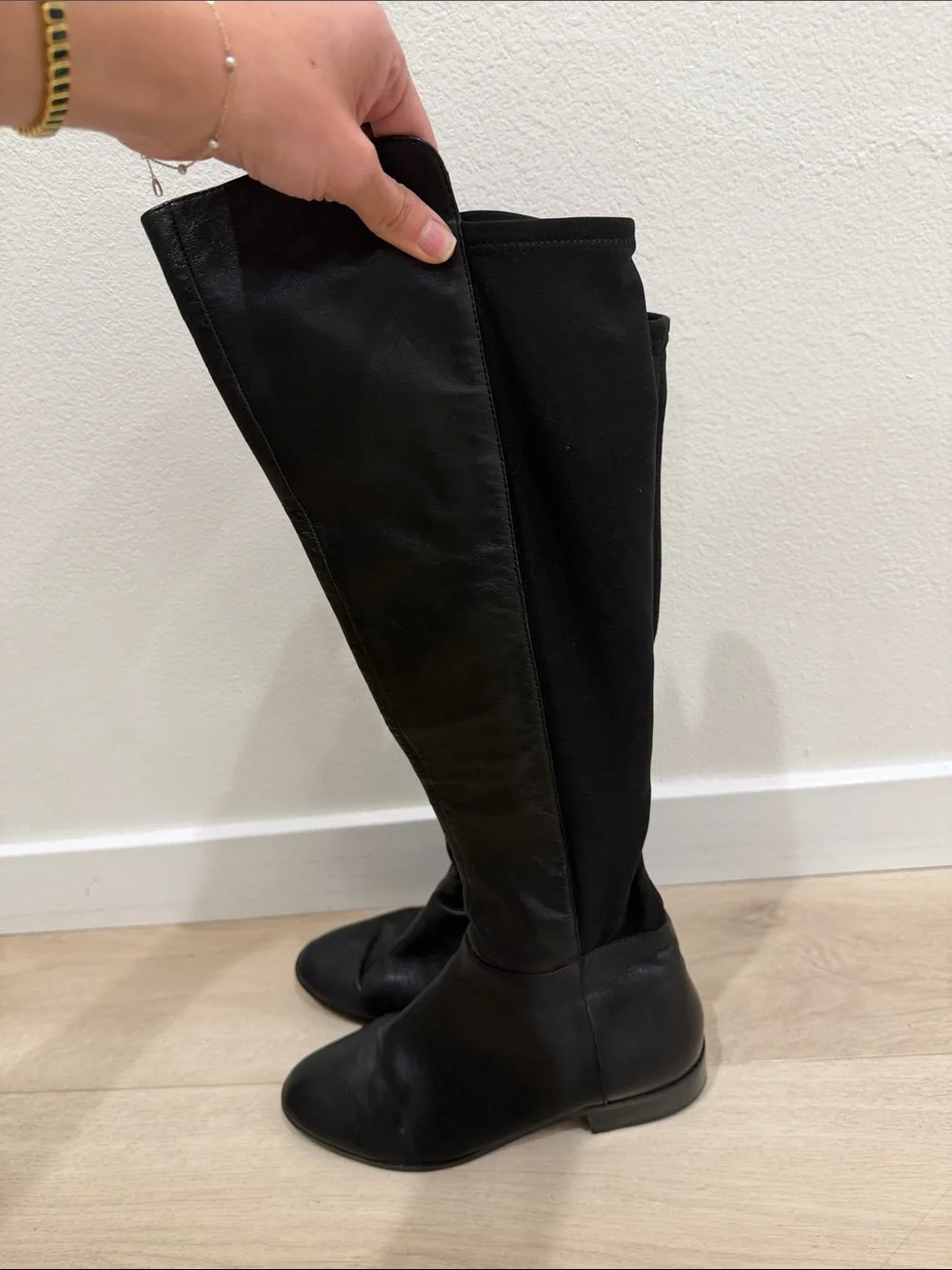 Michael Kors Black Over-The-Knee Leather Riding Boots